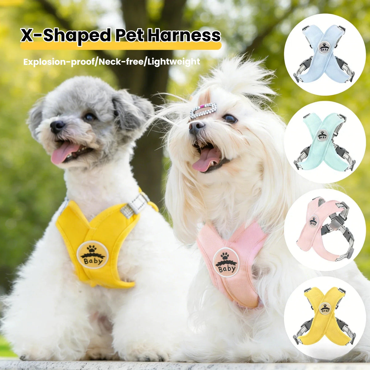 Reflective X-Shape Dog Harness & Leash Set | Adjustable Quick-Release Vest for Small & Medium Dogs