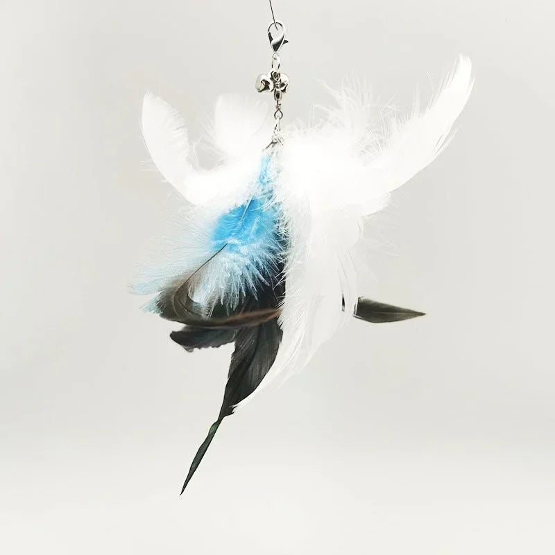 Interactive Bird Feather Wand Cat Toy with Bell - Teaser Stick for Kittens