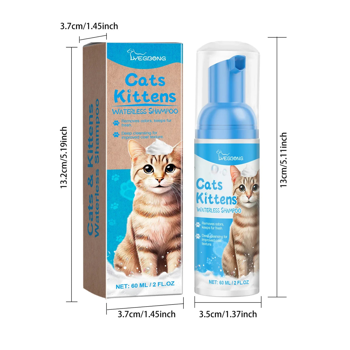 Waterless Cat Shampoo Mousse — Deodorising Foam for Smooth, Fresh-Smelling Fur
