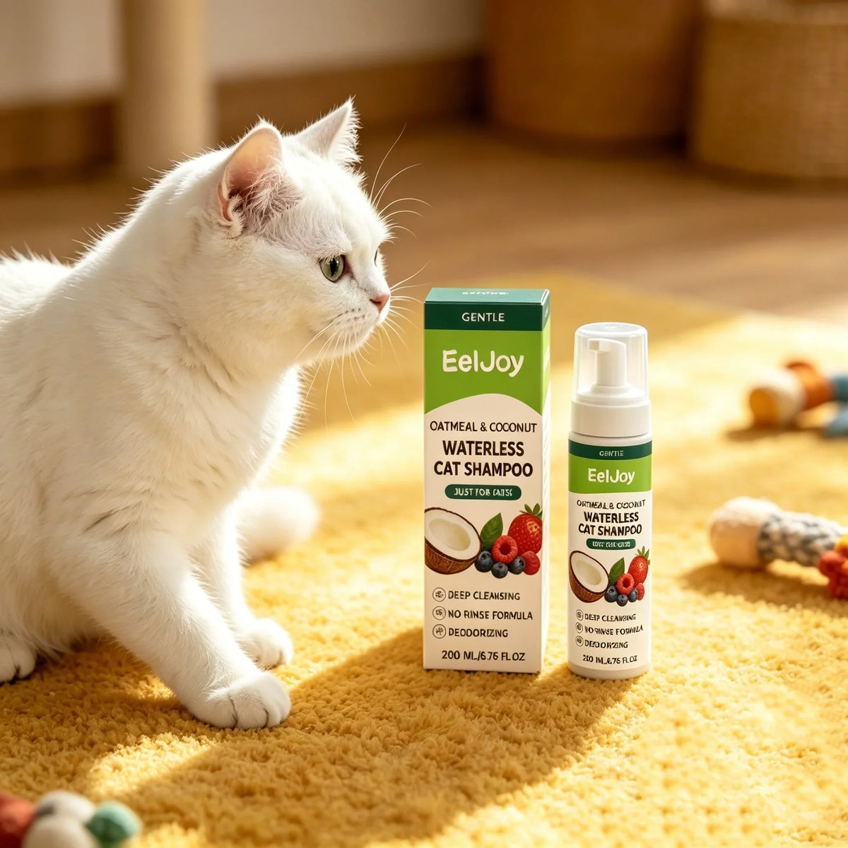 Coconut No-Rinse Dry Shampoo for Cats & Dogs — Sensitive Skin Foam Cleanser with Odour Control