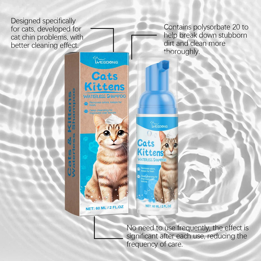 Waterless Cat Shampoo Mousse — Deodorising Foam for Smooth, Fresh-Smelling Fur