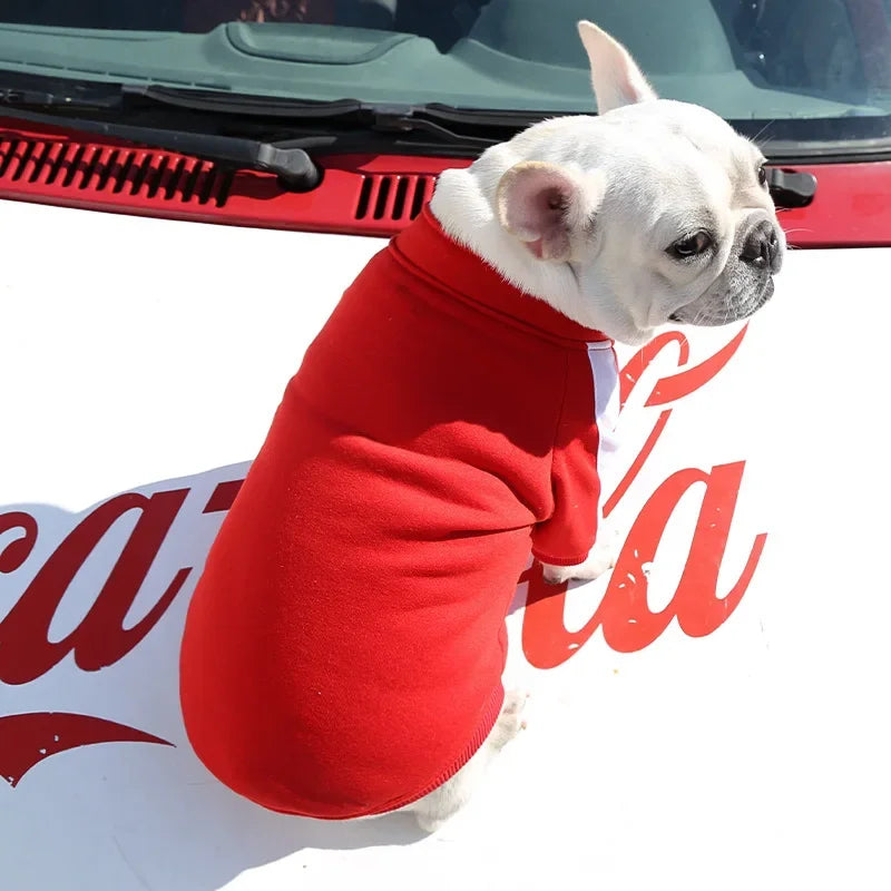 Dog Baseball Jacket | Autumn Winter Sweatshirt Coat for Small & Medium Dogs