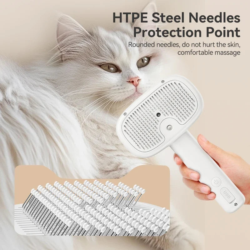 Pet Steam Comb - Electric Spray Brush for Dog & Cat Hair Removal and Grooming