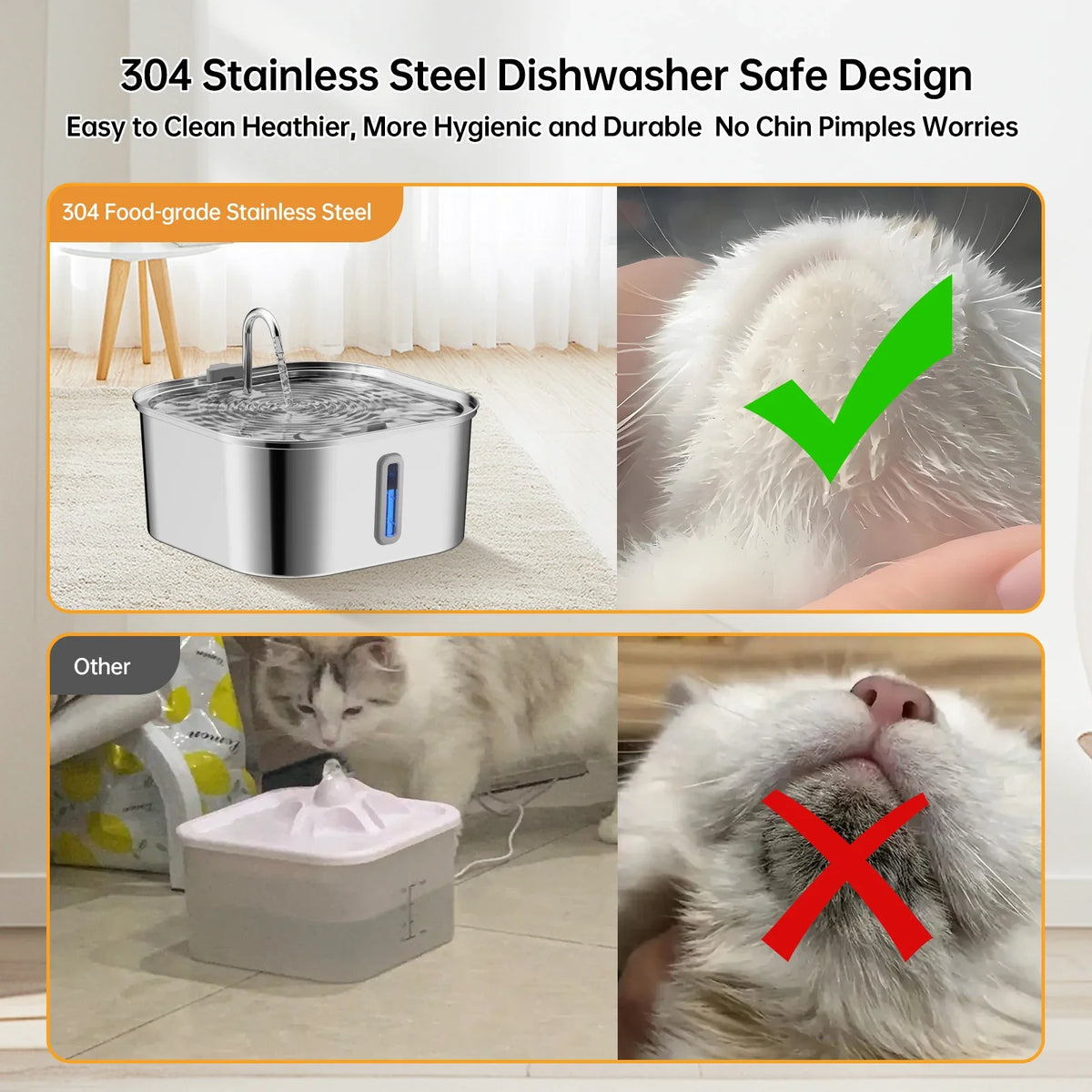 14L Large Capacity Stainless Steel Pet Water Fountain with Filter