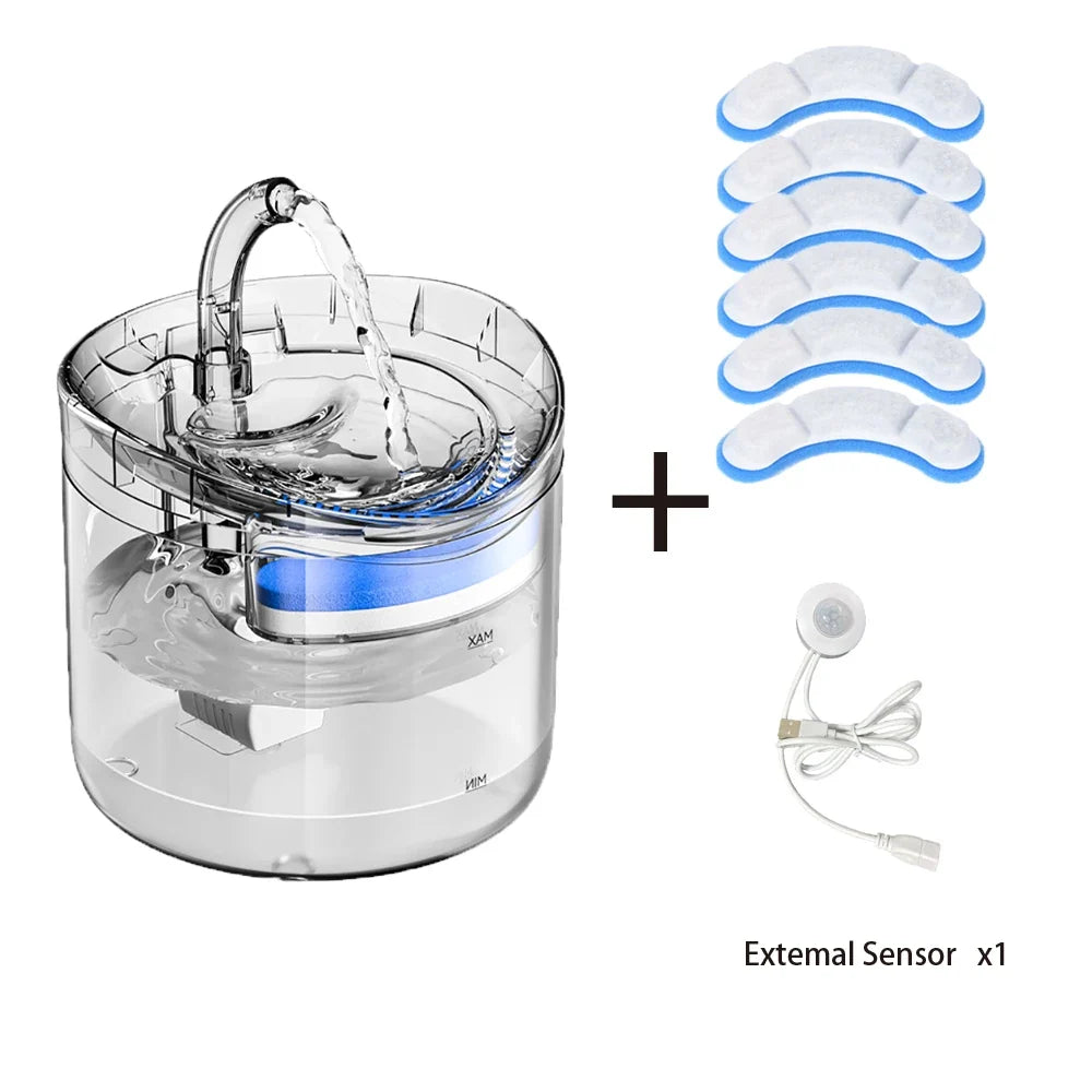 2L Motion-Sensor Pet Water Fountain with Activated Carbon Filter — USB Powered