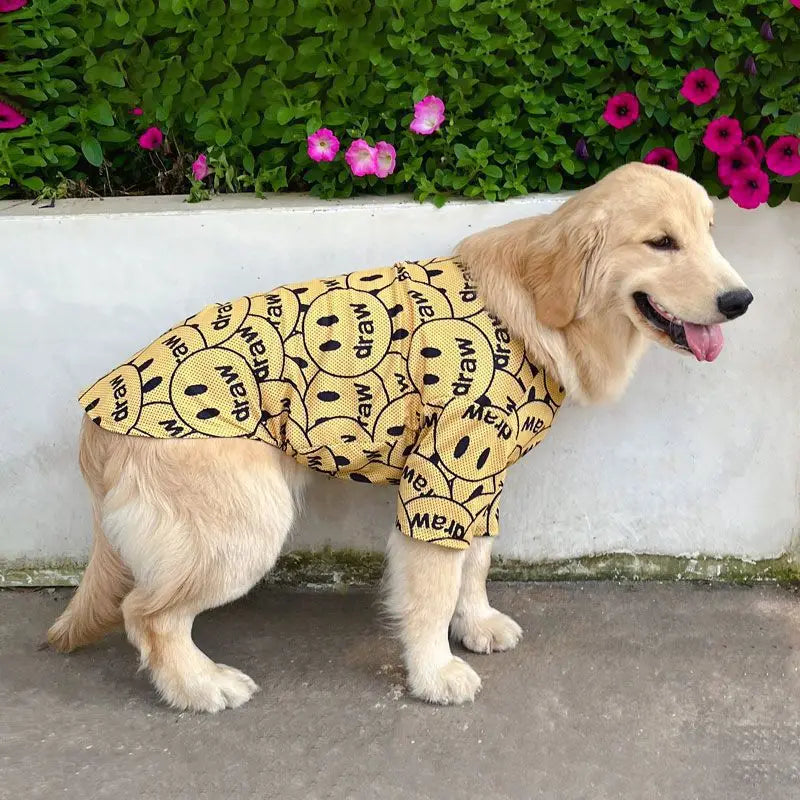 Cartoon Print Dog Cooling Vest Shirt | Soft Summer Top for Medium & Large Dogs
