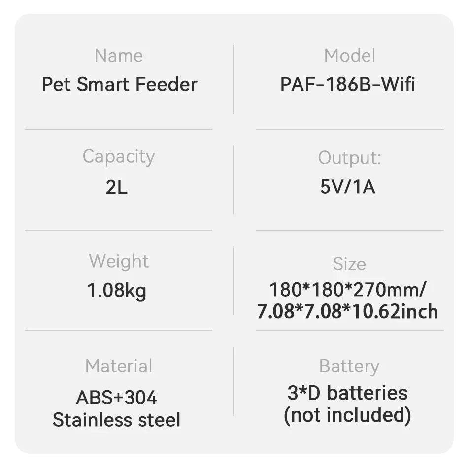2L Smart Automatic Pet Feeder with Wi-Fi App Control