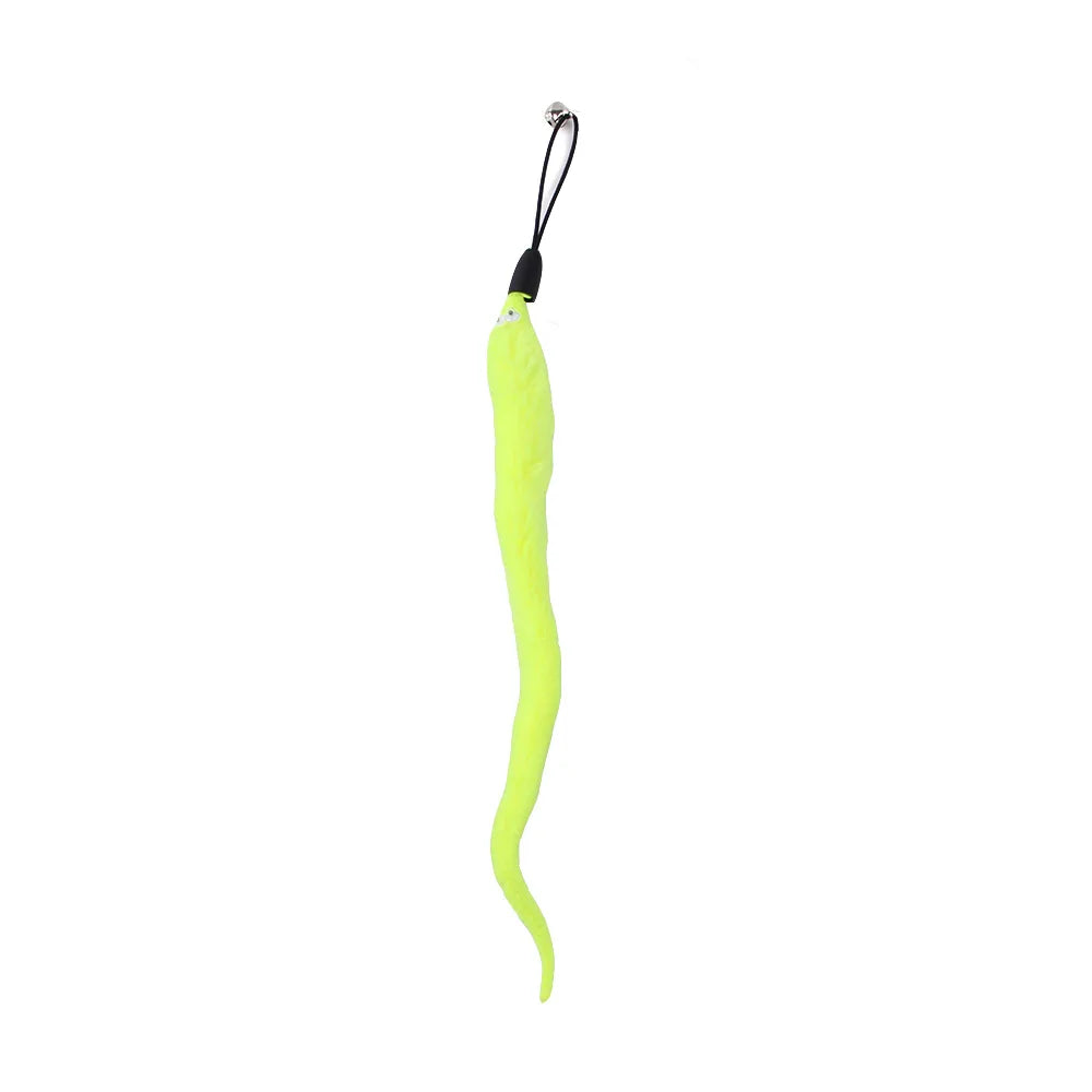 Feather Wand Cat Toy with Bell & Worm String - Interactive Teaser Set