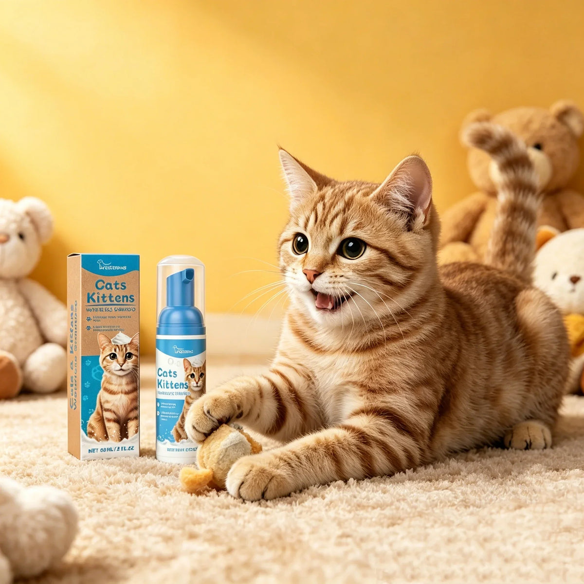 Waterless Cat Shampoo Mousse — Deodorising Foam for Smooth, Fresh-Smelling Fur