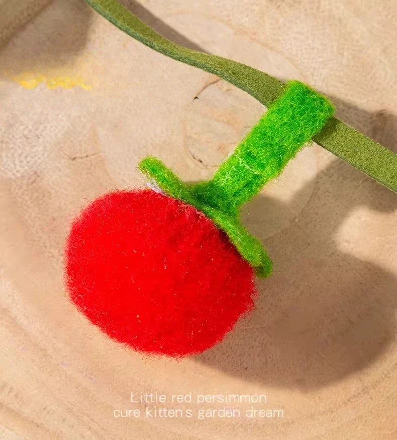 Tomato & Persimmon Teaser Wand Cat Toy with Bell