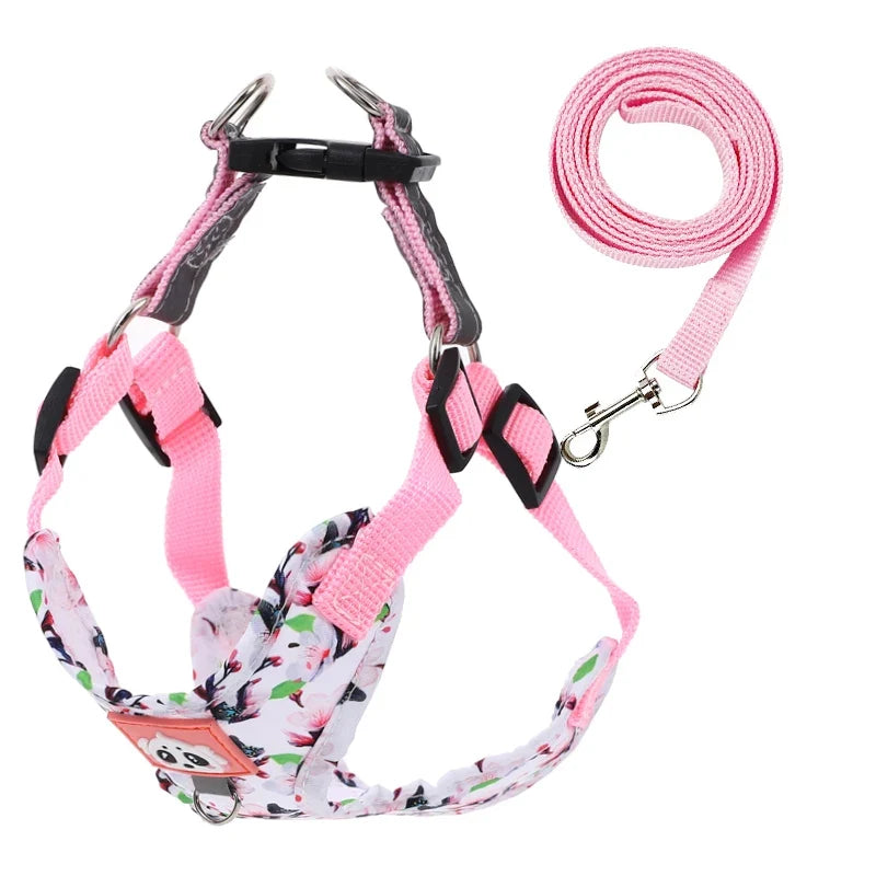 Adjustable Dog Harness & Leash Set with Reflective Strips