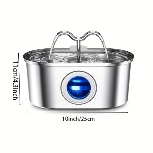 3.2L Stainless Steel Smart Pet Water Fountain with Visual Water Level Window