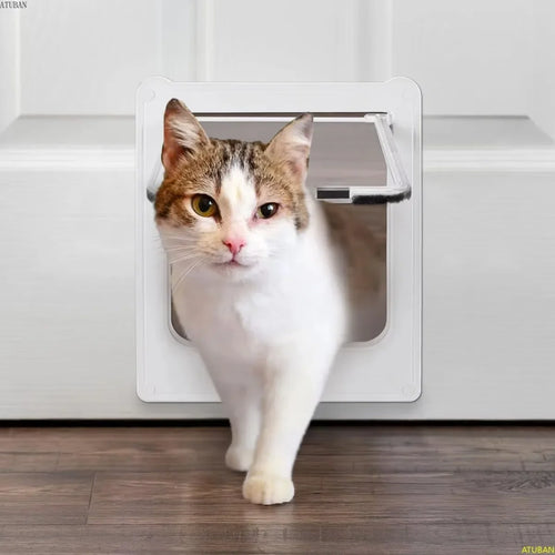 4-Way Cat Door - Magnetic Closure Indoor Pet Door for Cats up to 20lbs
