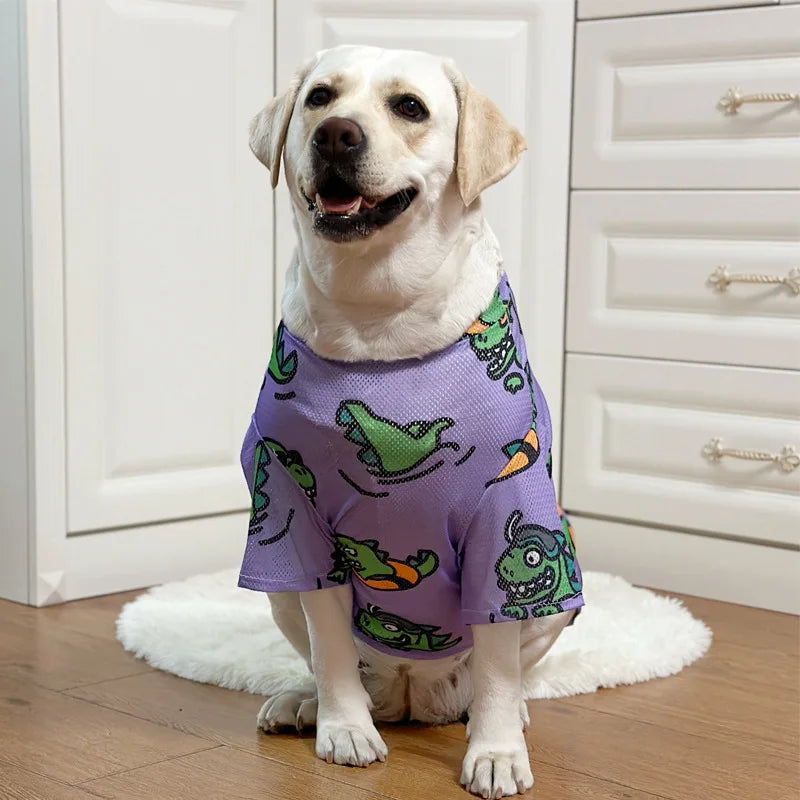 Cartoon Print Dog Cooling Vest Shirt | Soft Summer Top for Medium & Large Dogs