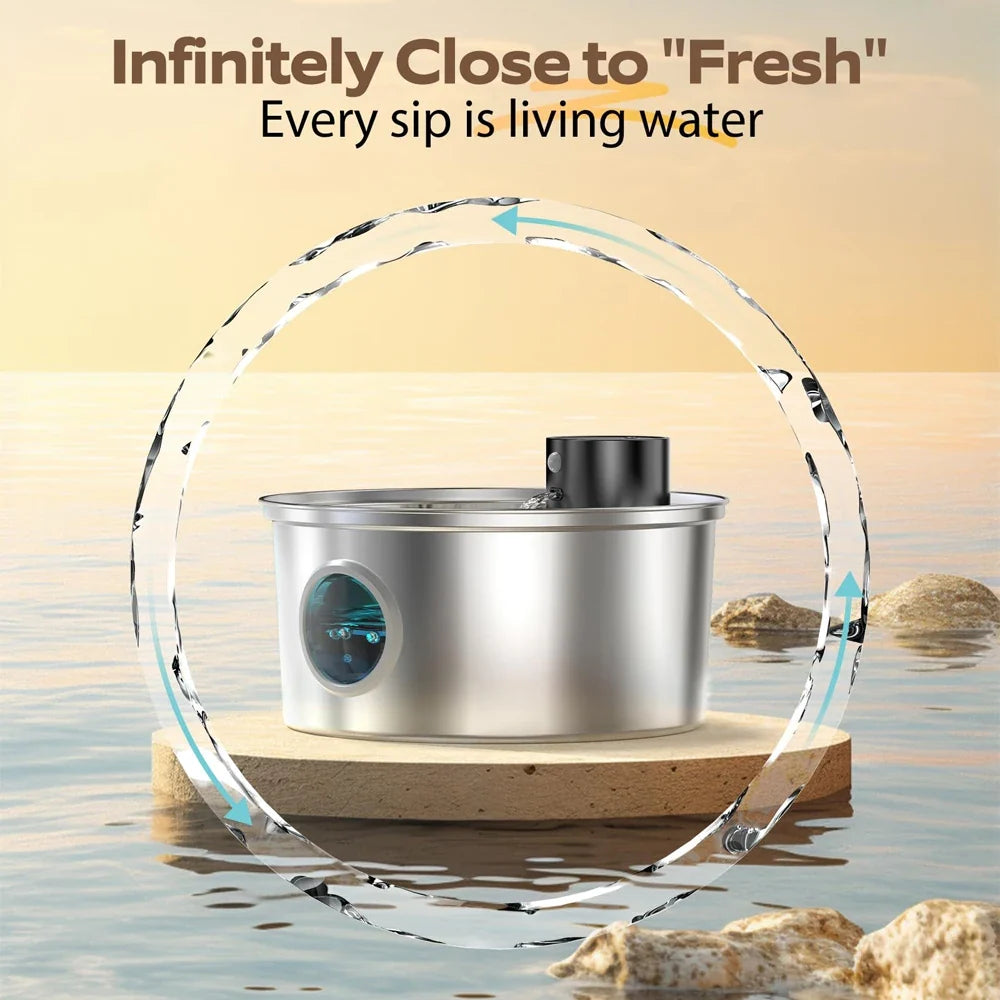 3.2L USB Rechargeable Stainless Steel Pet Water Fountain with Motion Sensor