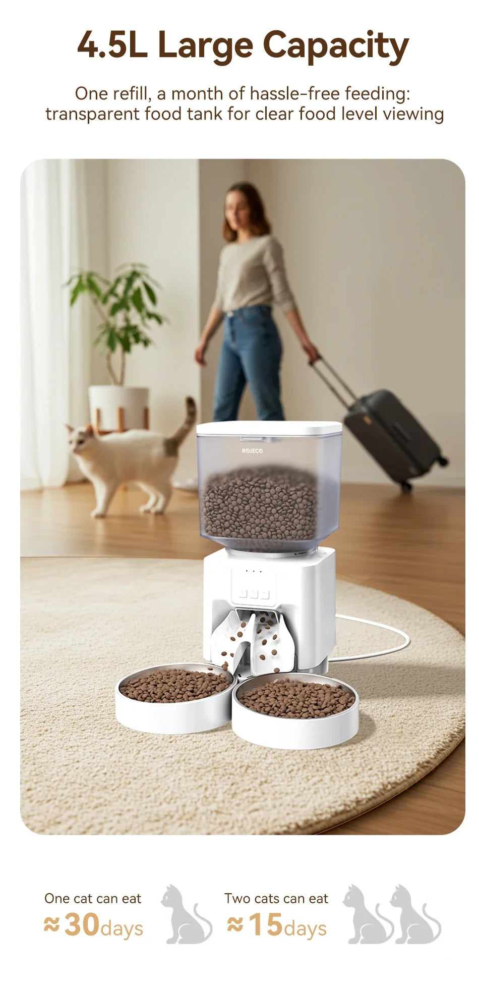 4.5L Smart WiFi Automatic Pet Feeder with APP Remote Control