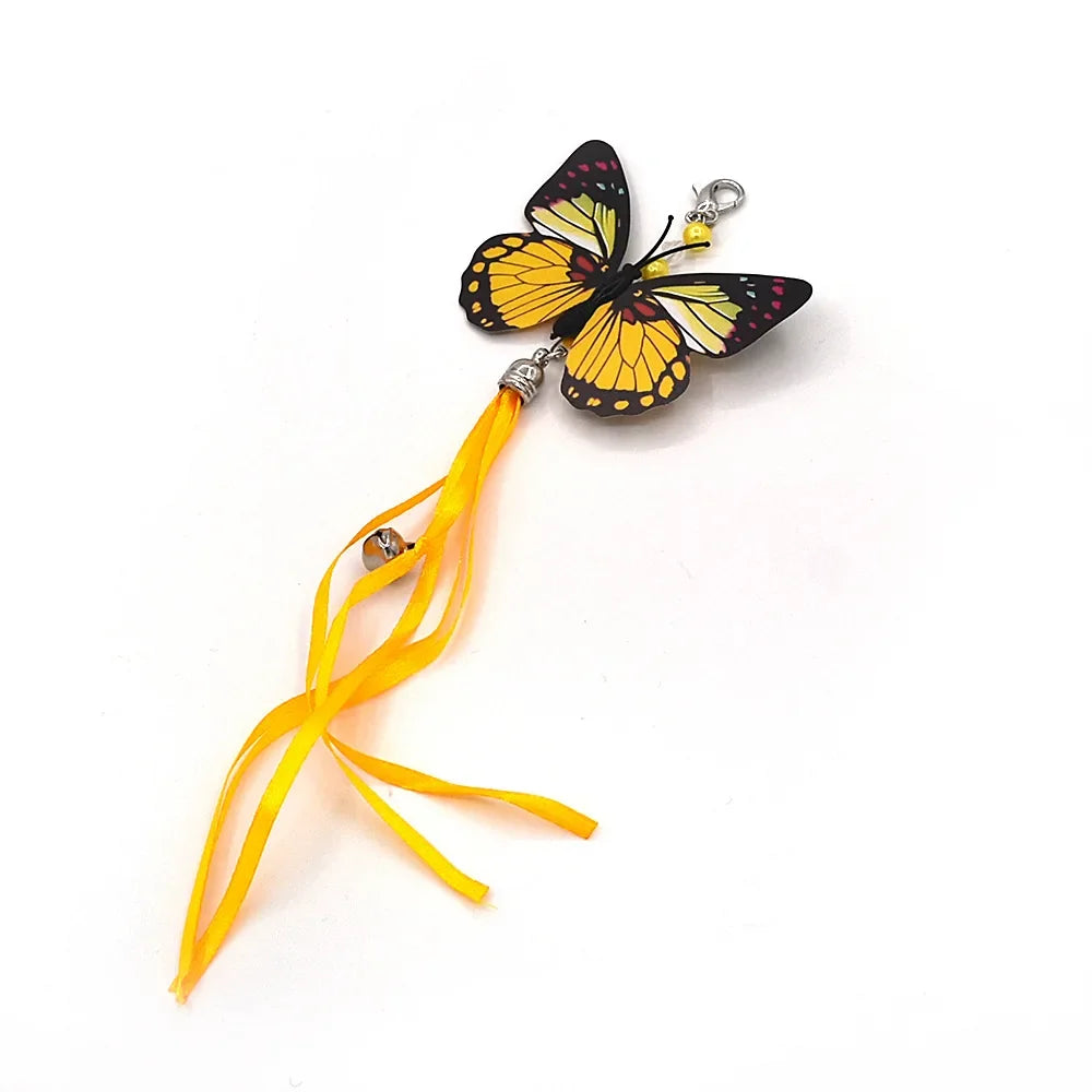 Feather Wand Cat Toy with Bell & Worm String - Interactive Teaser Set