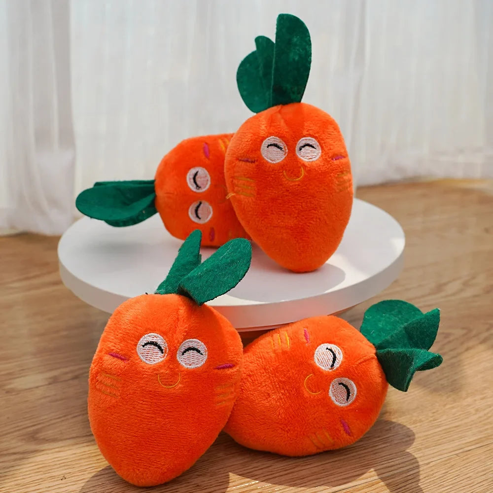 Plush Carrot Squeaky Toy for Cats & Small Dogs