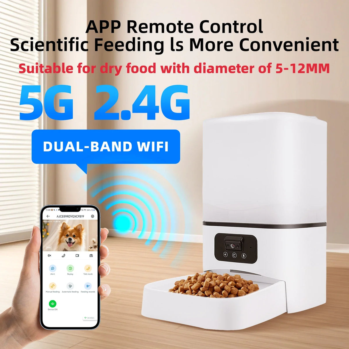 6L Smart Wi-Fi Pet Feeder with Camera — Automatic Food Dispenser for Cats & Dogs