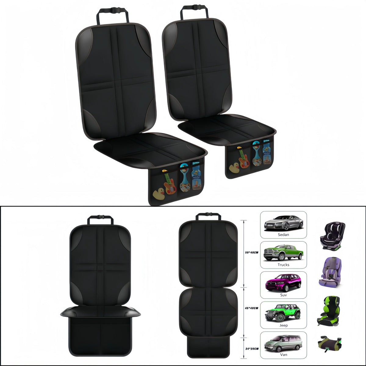 Waterproof Car Seat Protector Cover with Storage Pockets