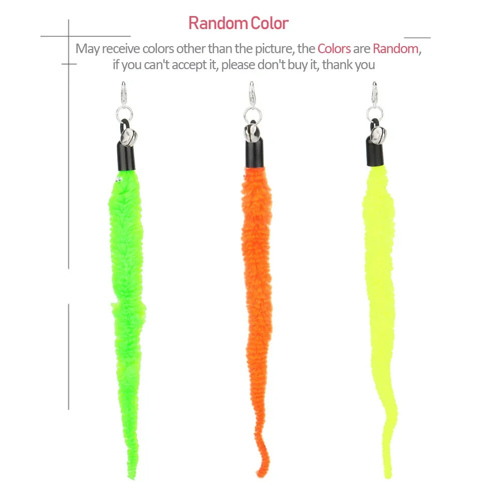10-Pack Plush Worm Replacement Heads for Cat Wand Toys