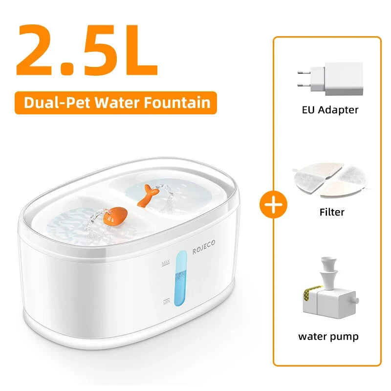 Dual Bowl Automatic Pet Water Fountain for Multiple Cats and Dogs