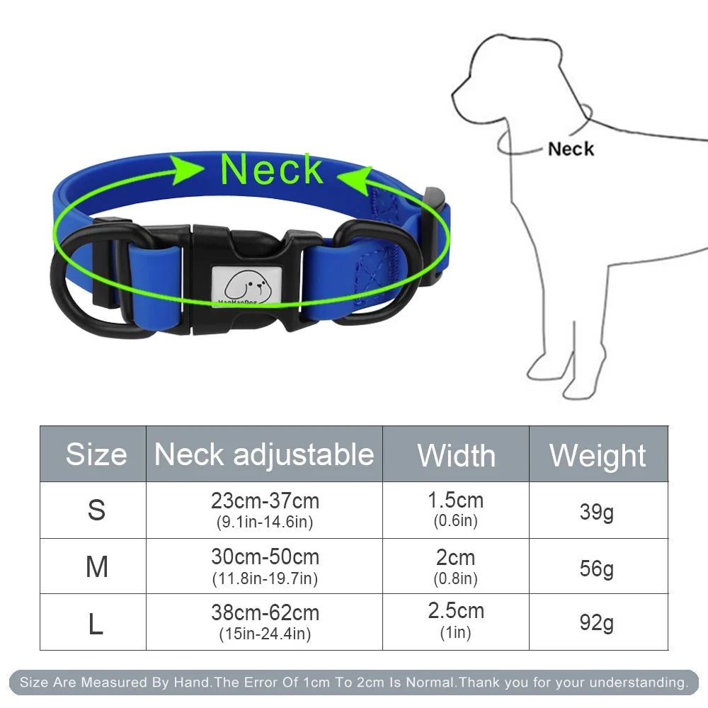 Waterproof Adjustable Pet Collar for Dogs & Cats