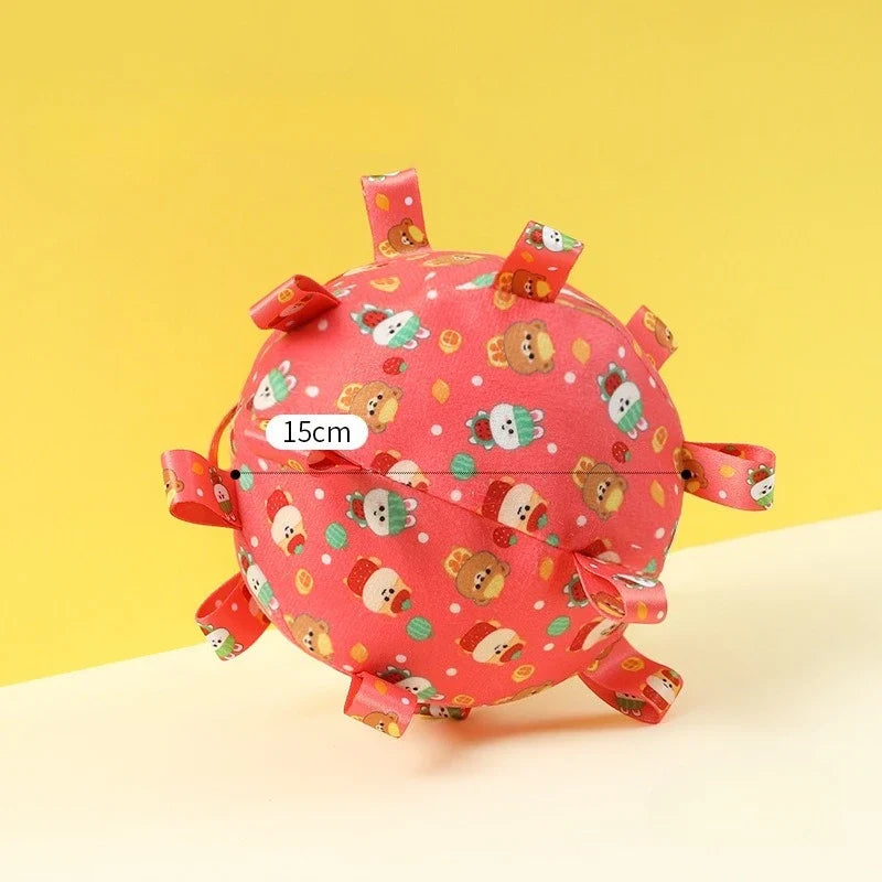Interactive Ball Dog Toy with Plush Handle and Bells