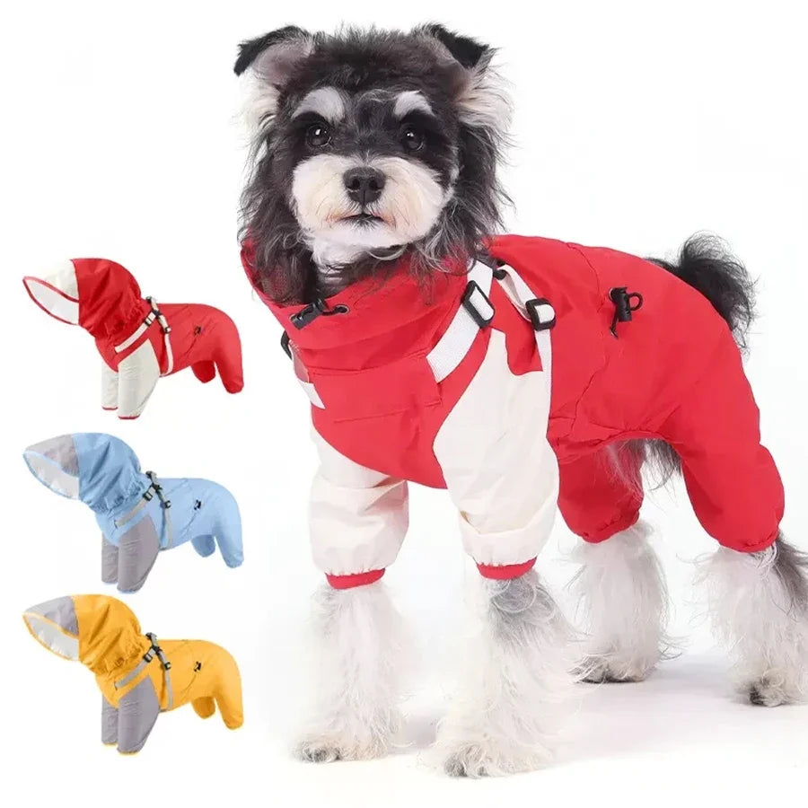 Waterproof Reflective Hooded Dog Raincoat – S to 3XL
