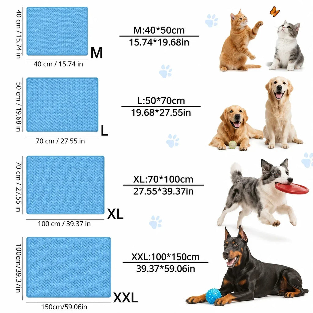 Breathable Cooling Mat for Dogs & Cats — Washable Summer Ice Pad in 4 Sizes, Single or Twin Pack