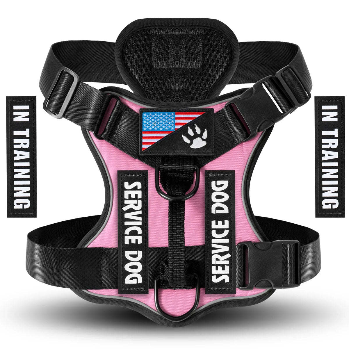 Reflective Service Dog Vest Harness with 5 Patches | Adjustable Soft Oxford Mesh Harness
