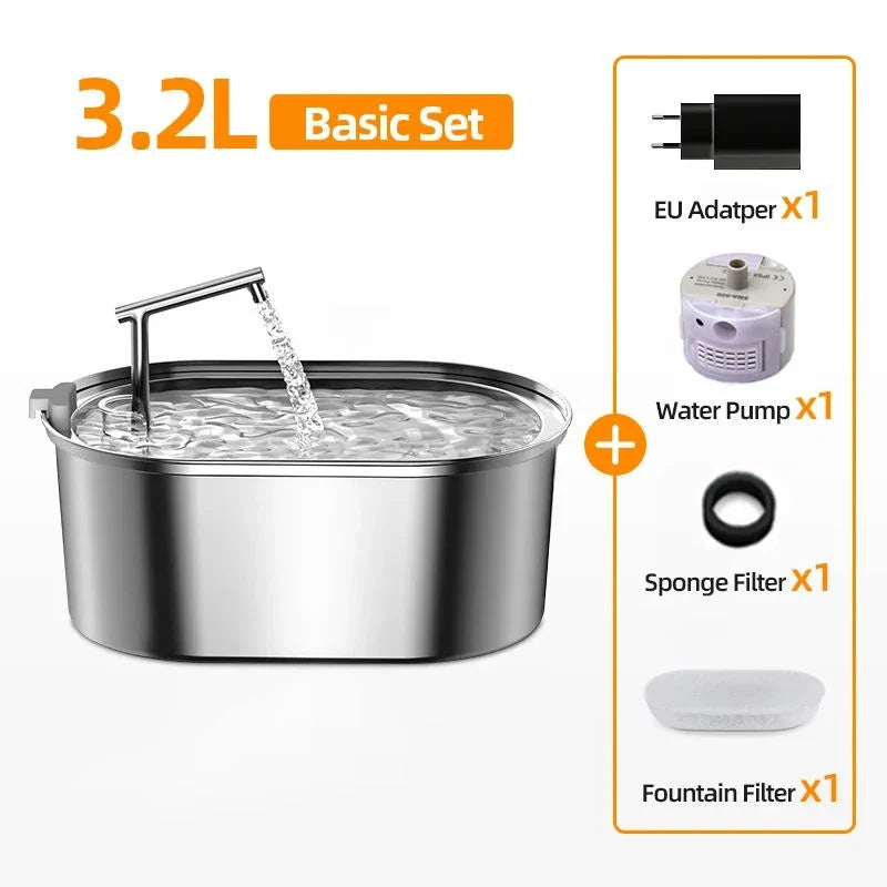 Premium Stainless Steel Cat Water Fountain with Automatic Flow System