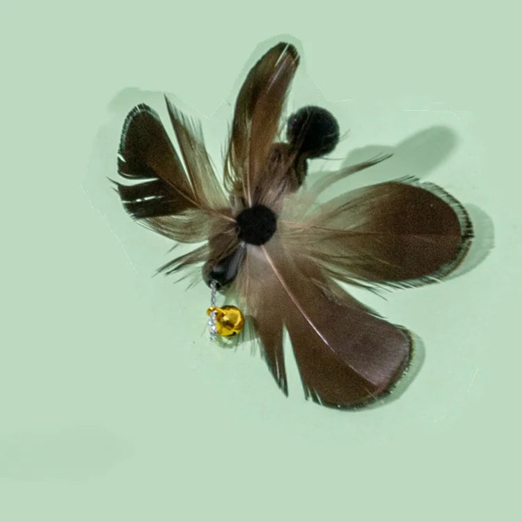 Interactive Cat Feather Toy Replacement with Bell
