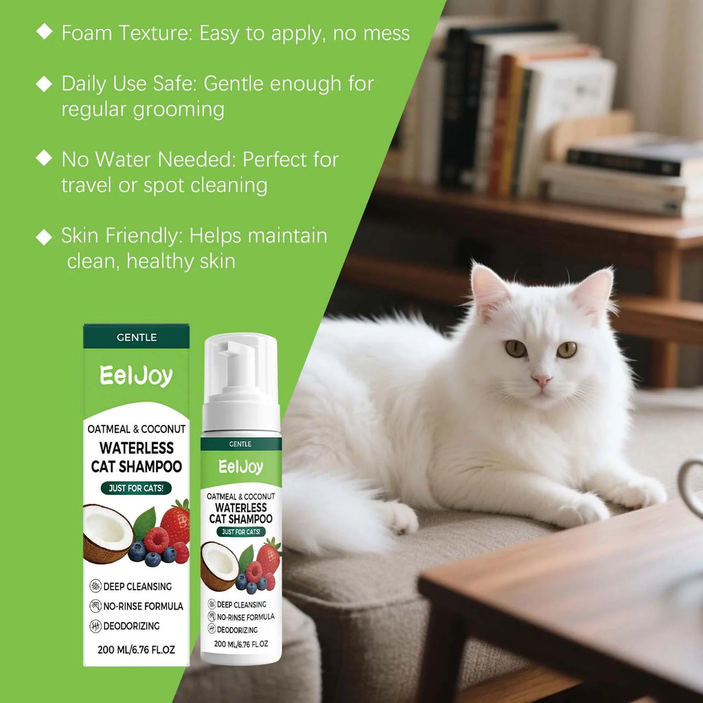 Coconut No-Rinse Dry Shampoo for Cats & Dogs — Sensitive Skin Foam Cleanser with Odour Control
