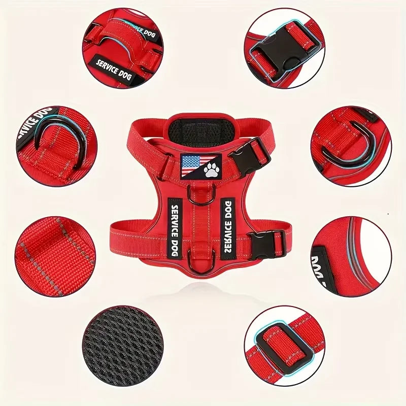 Reflective Dog Harness & Leash Set with Folding Bowl