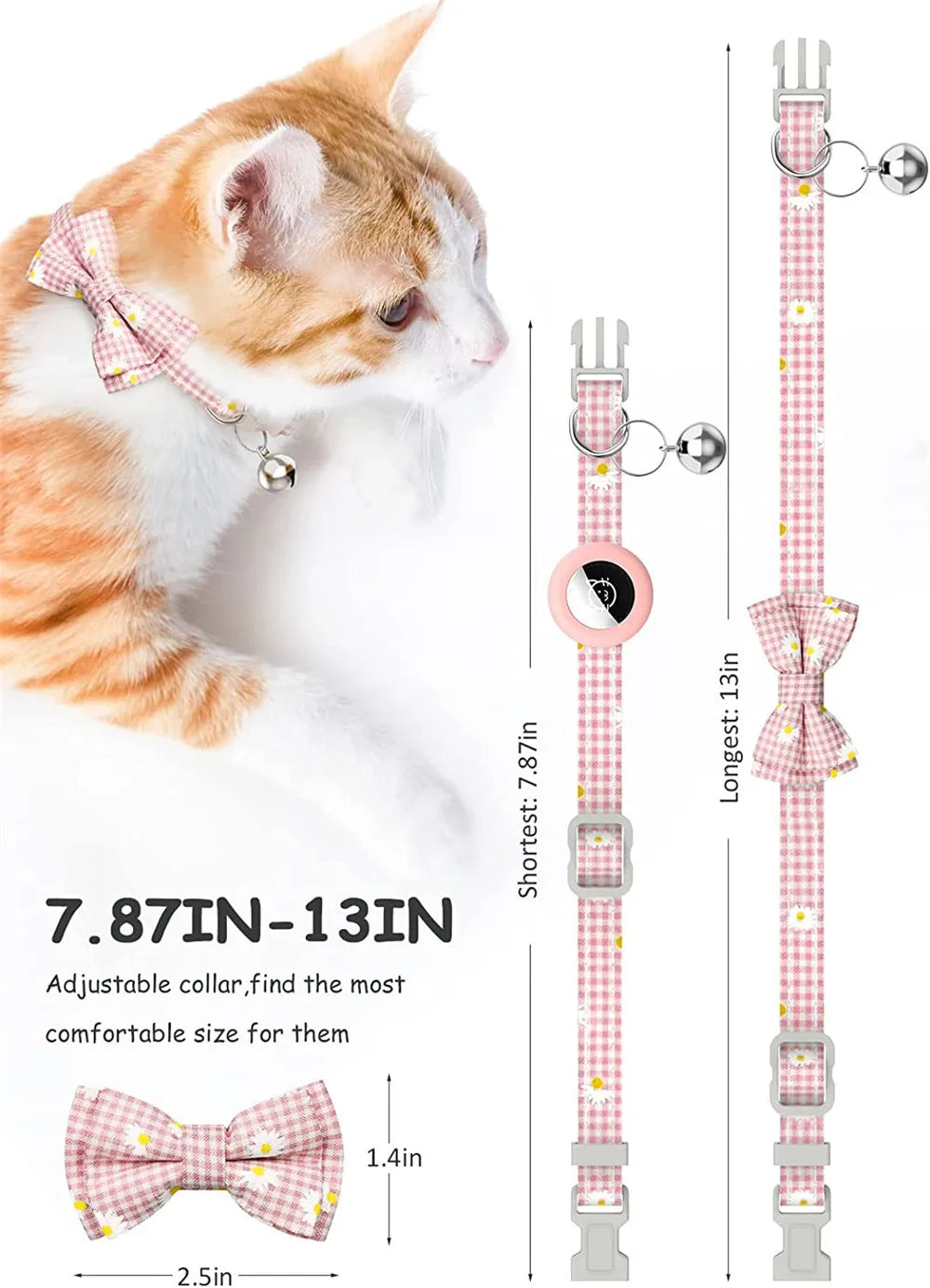Breakaway Cat Collar with AirTag Holder & Bell