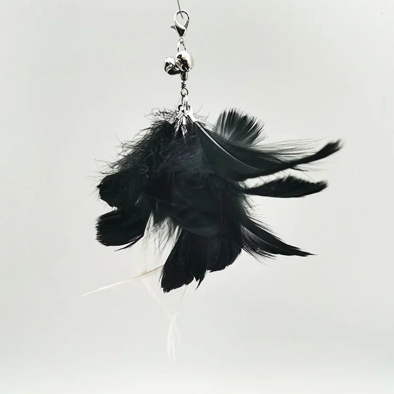 Interactive Bird Feather Wand Cat Toy with Bell - Teaser Stick for Kittens
