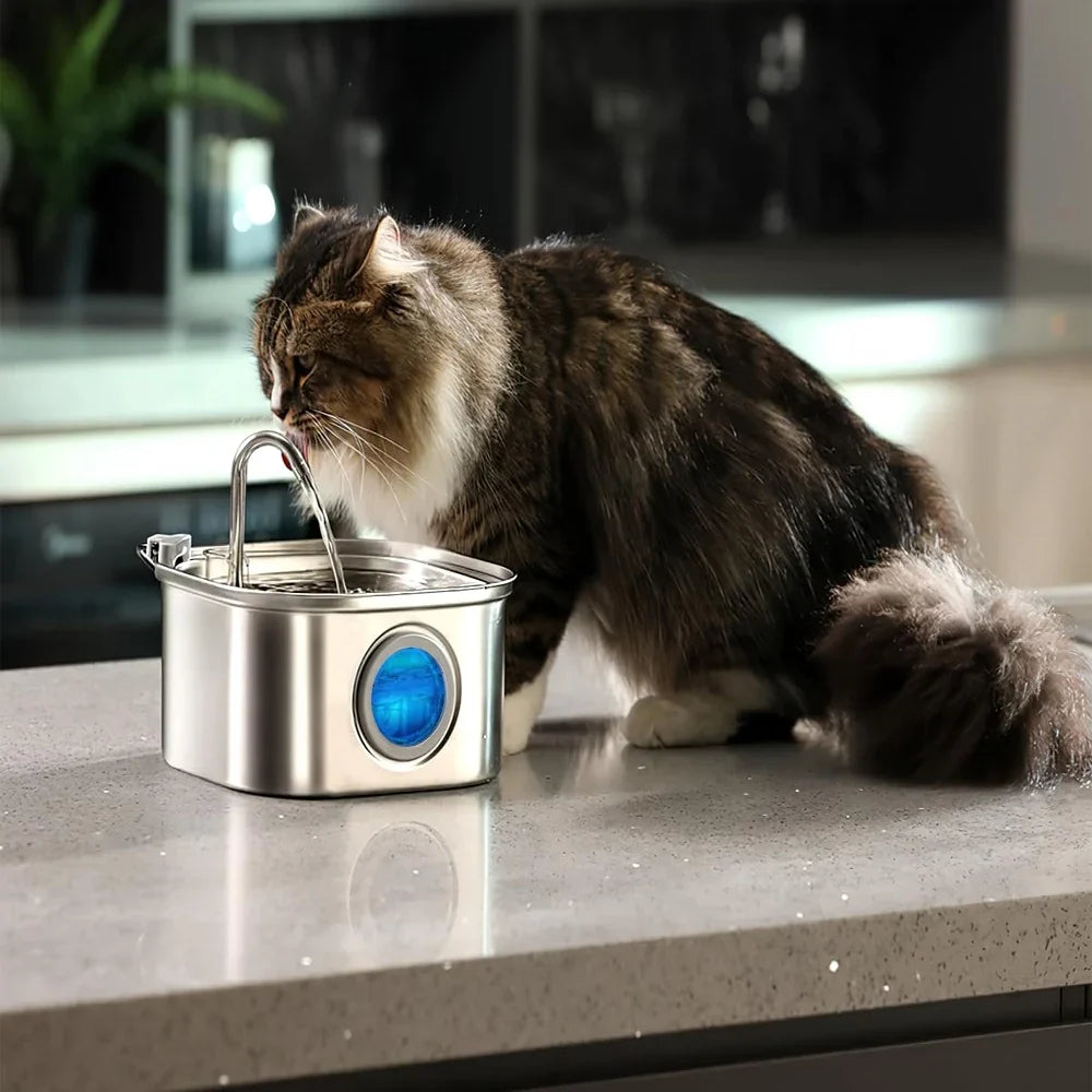 3.2L Smart Sensor Stainless Steel Pet Water Fountain — Automatic Filtered Dispenser for Cats & Dogs