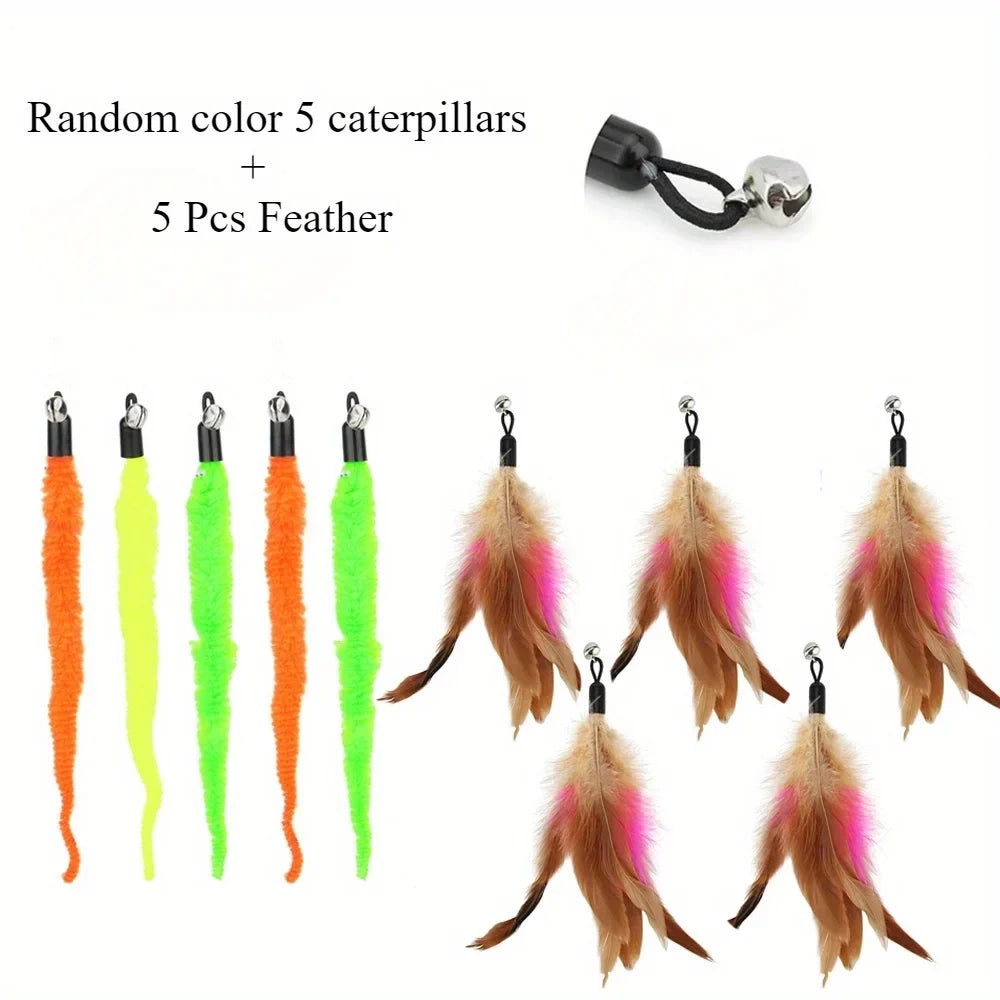 10-Pack Plush Worm Replacement Heads for Cat Wand Toys