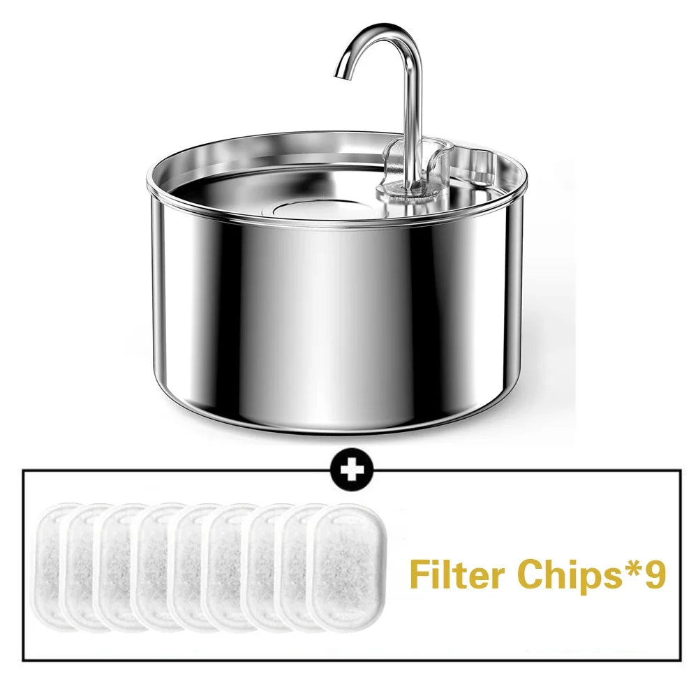 2.2L Stainless Steel Silent Pet Water Fountain for Cats & Dogs