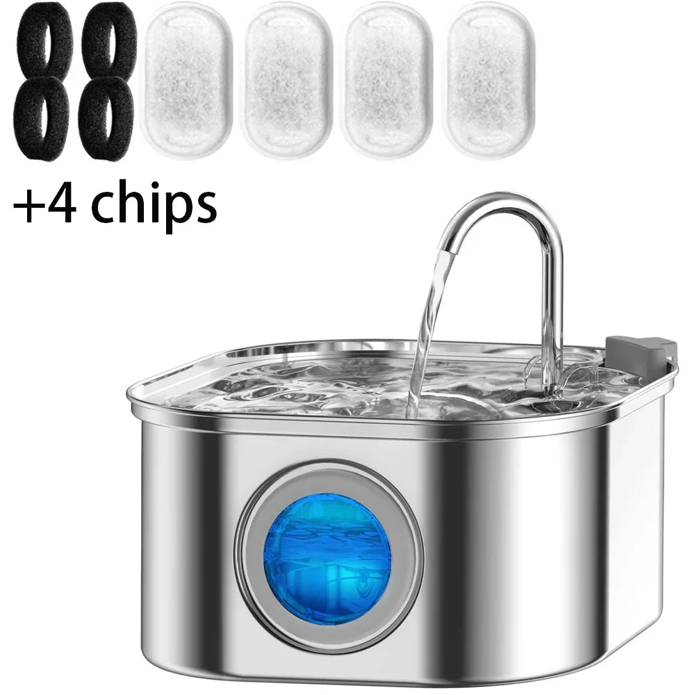 3.2L Smart Sensor Stainless Steel Pet Water Fountain — Automatic Filtered Dispenser for Cats & Dogs