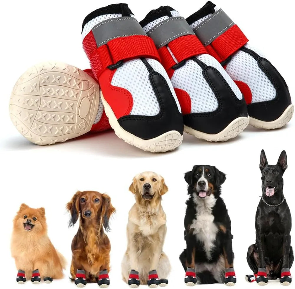 Breathable High-Cut Dog Boots for Hot Pavement & Summer Hiking | Set of 4