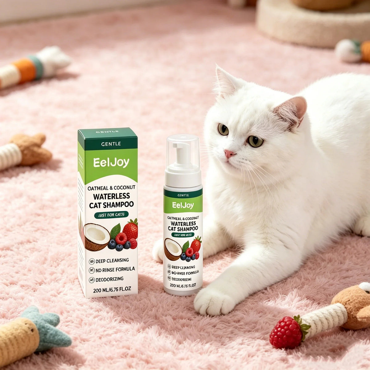 Coconut No-Rinse Dry Shampoo for Cats & Dogs — Sensitive Skin Foam Cleanser with Odour Control