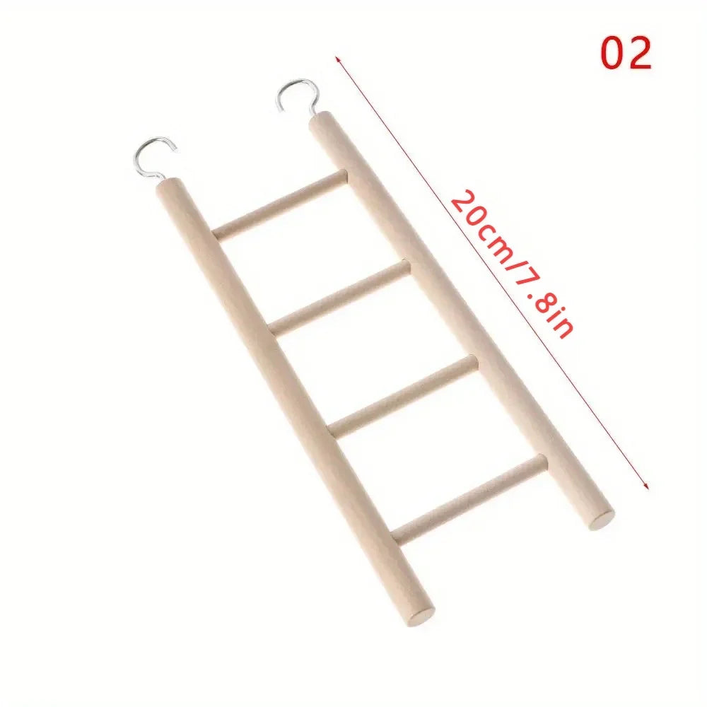 Natural Pine Wood Hanging Ladder Perch for Birds, Parrots & Hamsters
