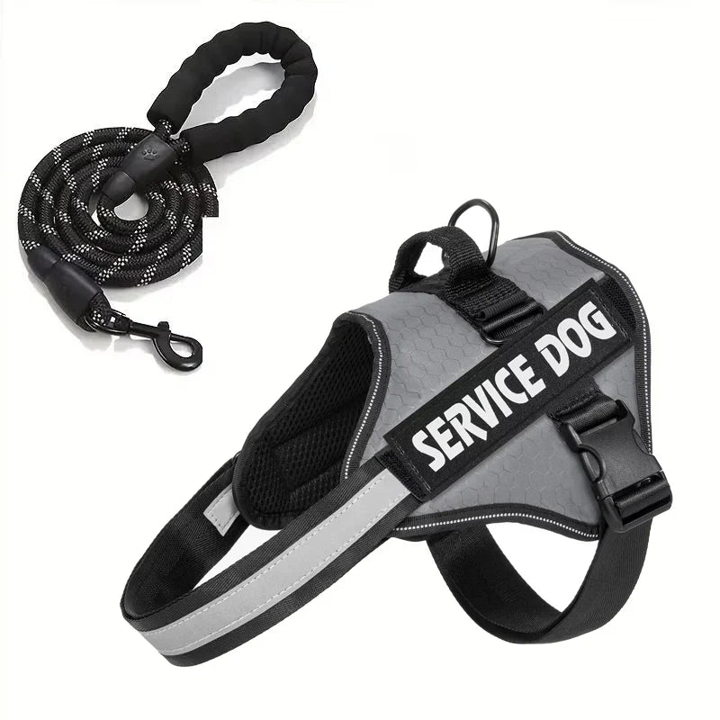 Reflective Adjustable Dog Chest Harness & Walking Lead for Large Dogs