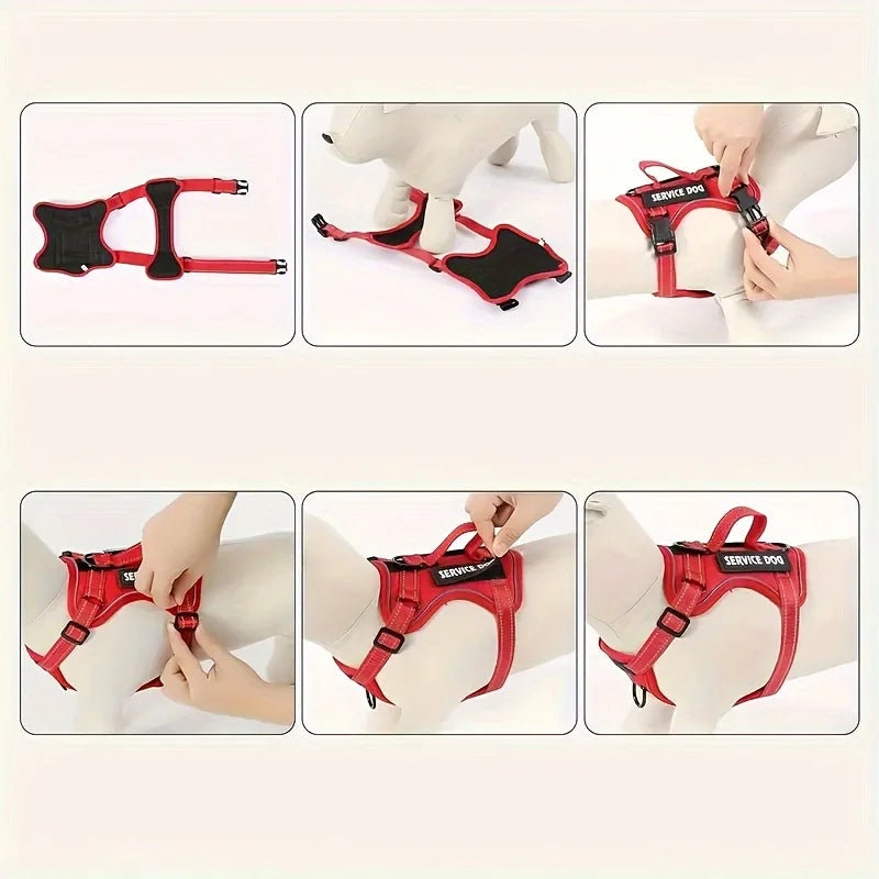 Reflective Dog Harness & Leash Set with Folding Bowl