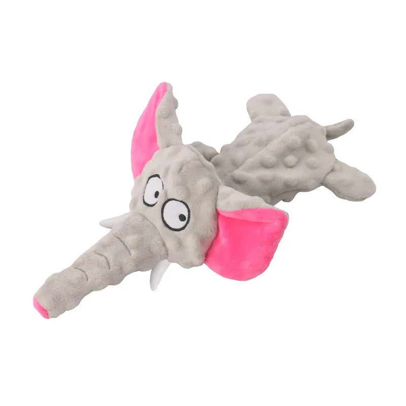 Elephant Plush Squeaky Dog Toy with Crinkle Paper
