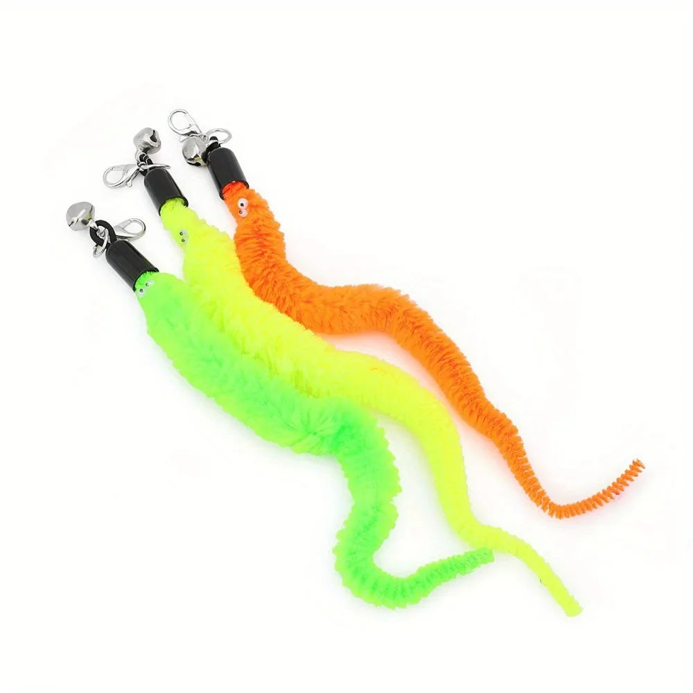 10-Pack Plush Worm Replacement Heads for Cat Wand Toys