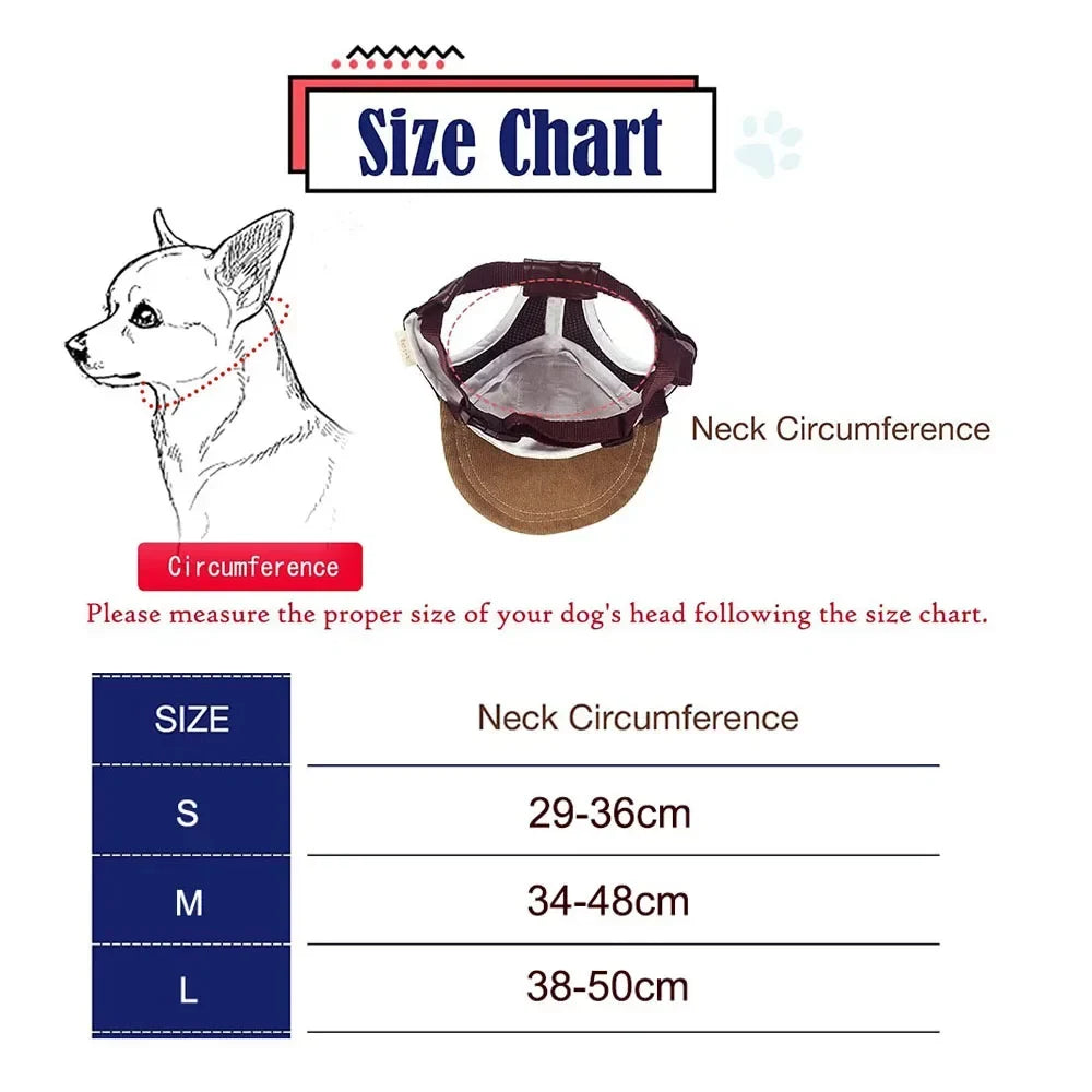 Dog Baseball Cap with Ear Holes - Adjustable Sunscreen Hat for Small and Large Dogs