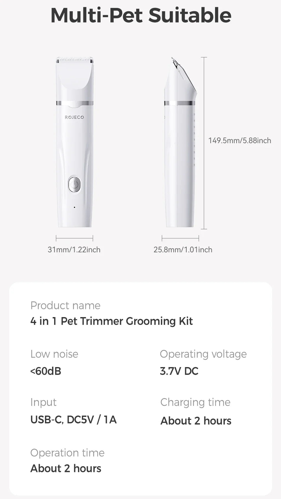4-in-1 Electric Pet Grooming Kit for Dogs & Cats